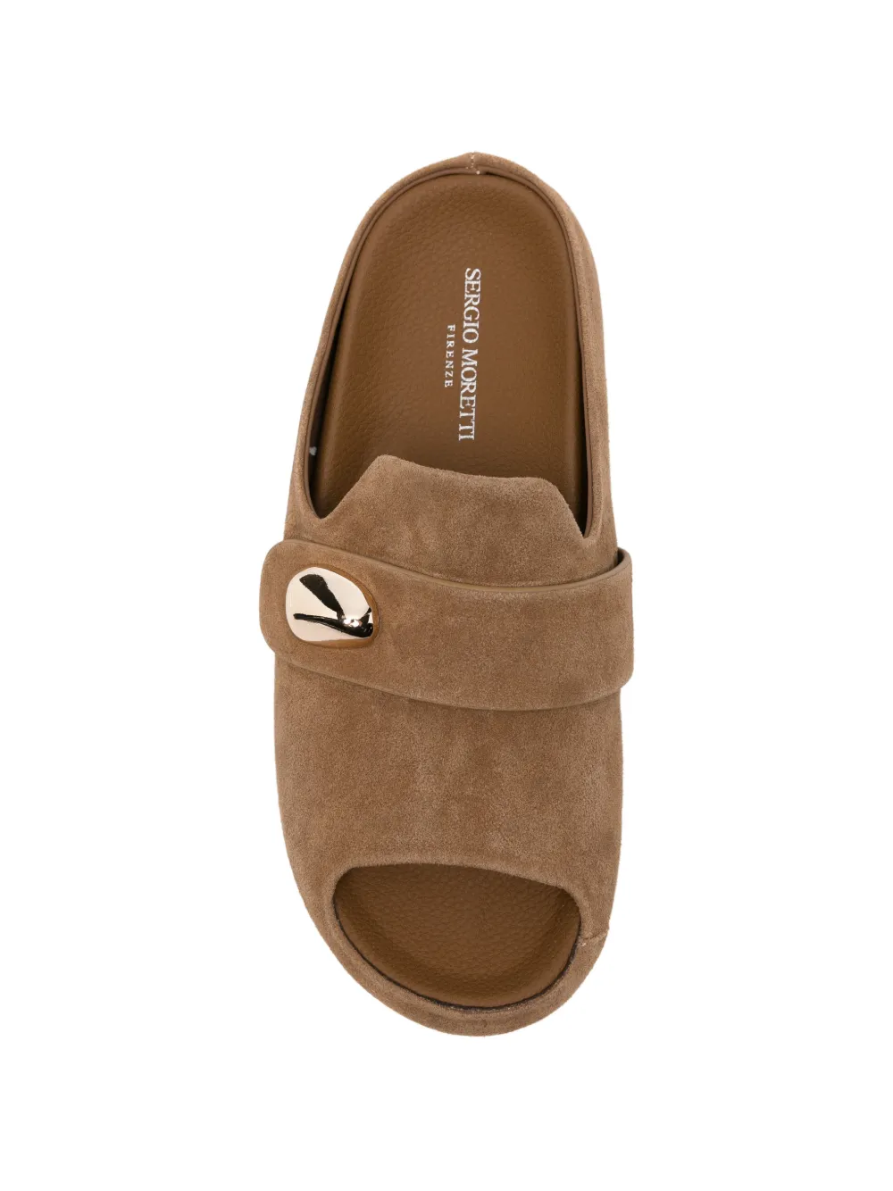 SERGIO MORETTI FIRENZE embellished peep-toe slippers Bruin