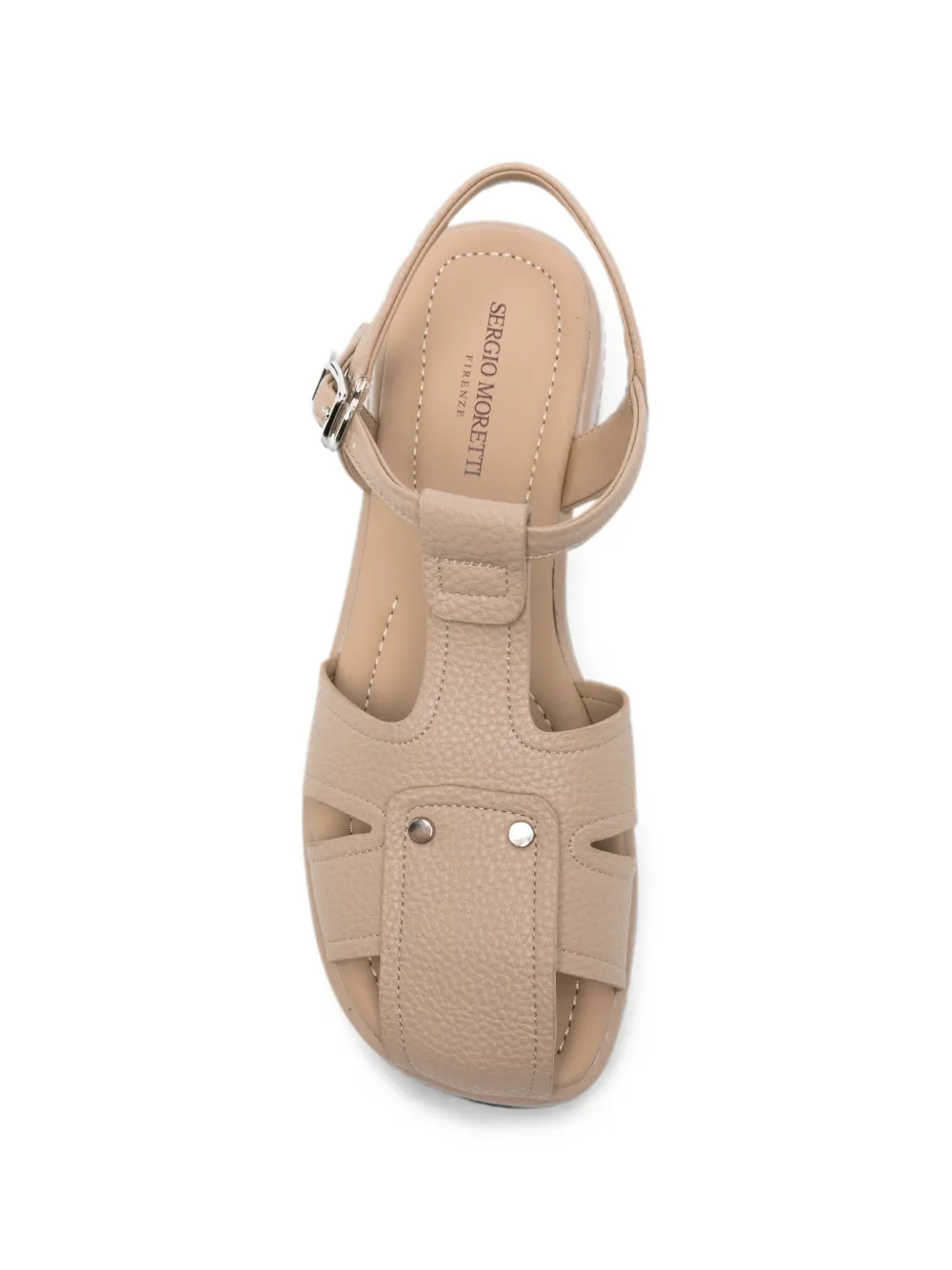 SERGIO MORETTI FIRENZE pebbled leather sandals Beige