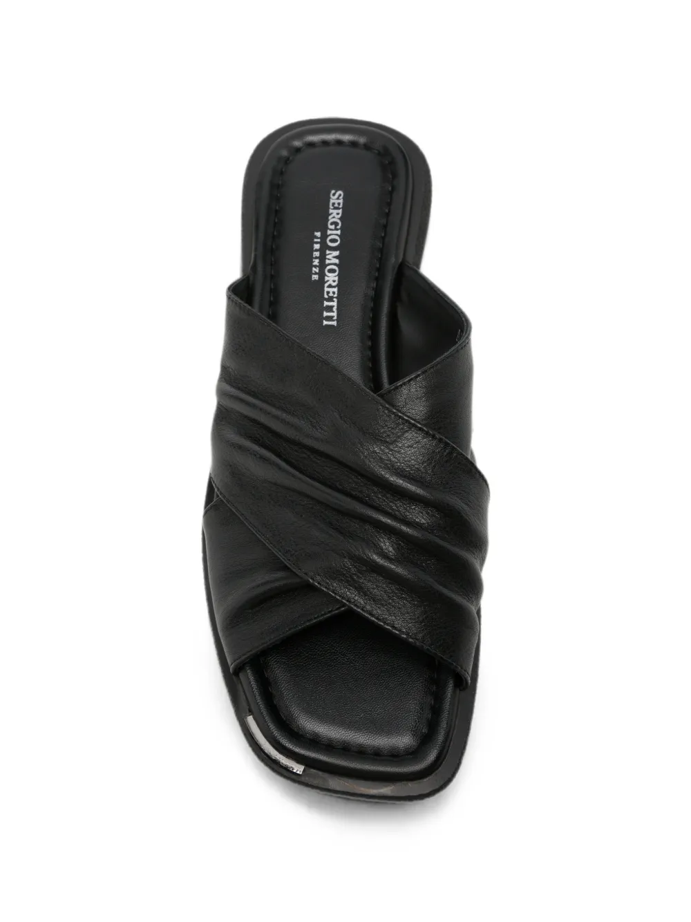 SERGIO MORETTI FIRENZE Sandalen met gekruiste bandjes en ruches Zwart