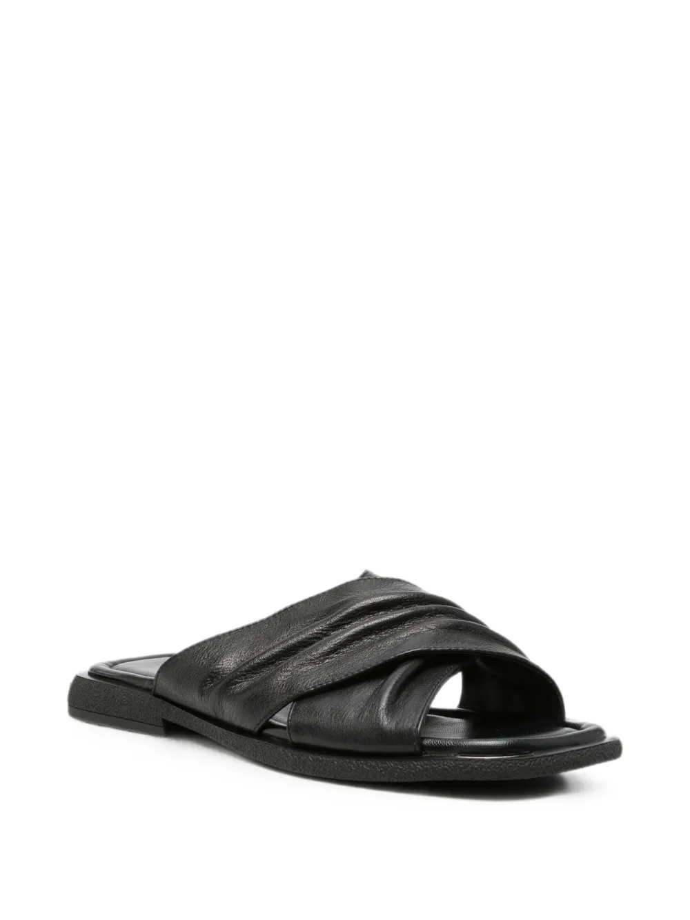 SERGIO MORETTI FIRENZE Sandalen met gekruiste bandjes en ruches Zwart