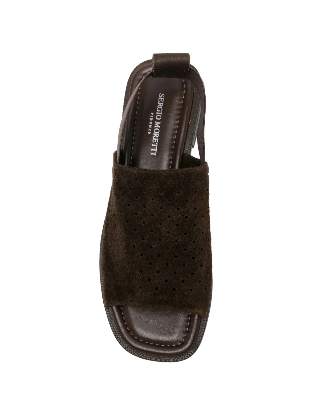 SERGIO MORETTI FIRENZE perforated-suede slingback sandals Bruin