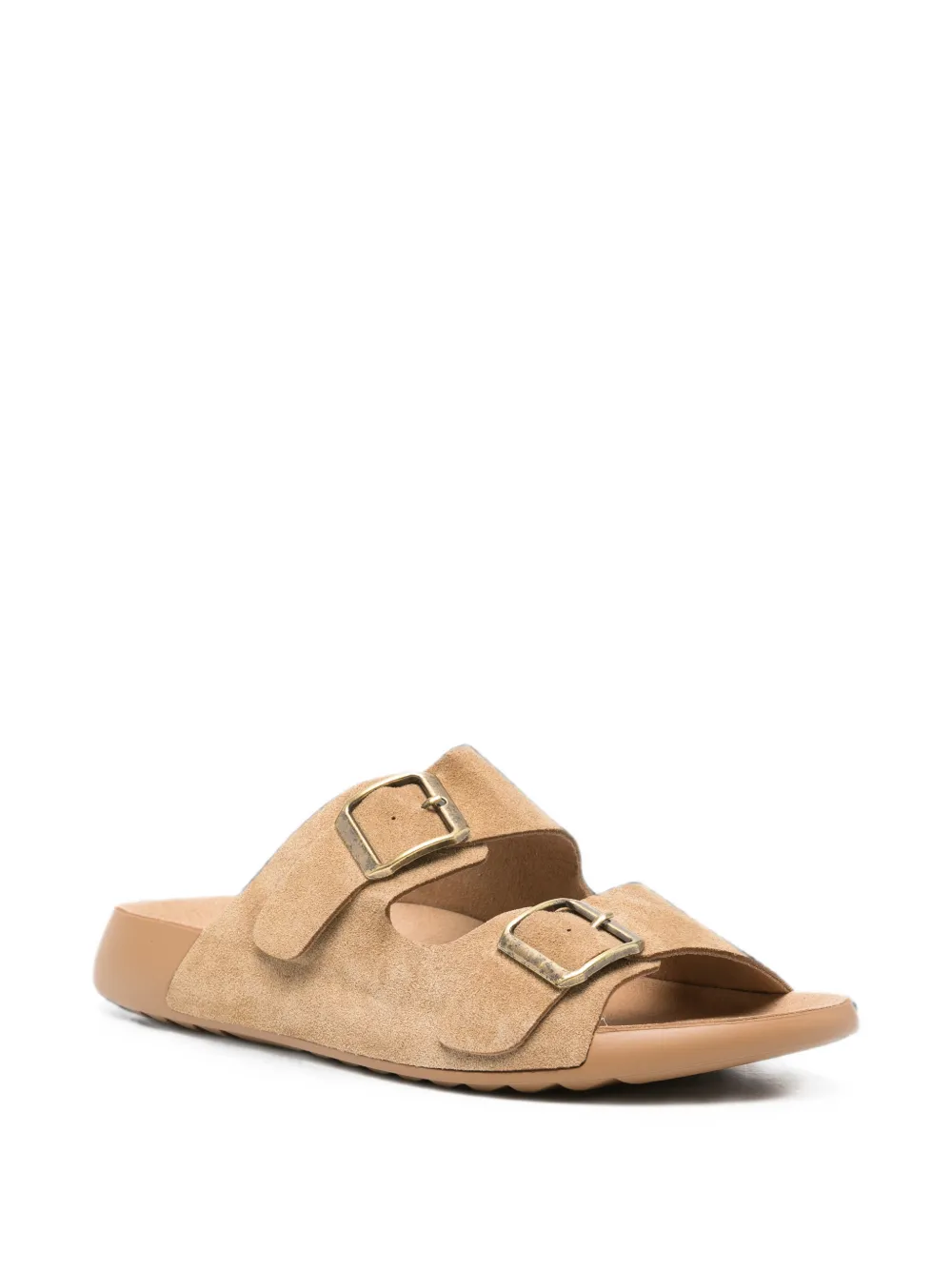 SERGIO MORETTI FIRENZE Suède sandalen met gespsluiting Beige