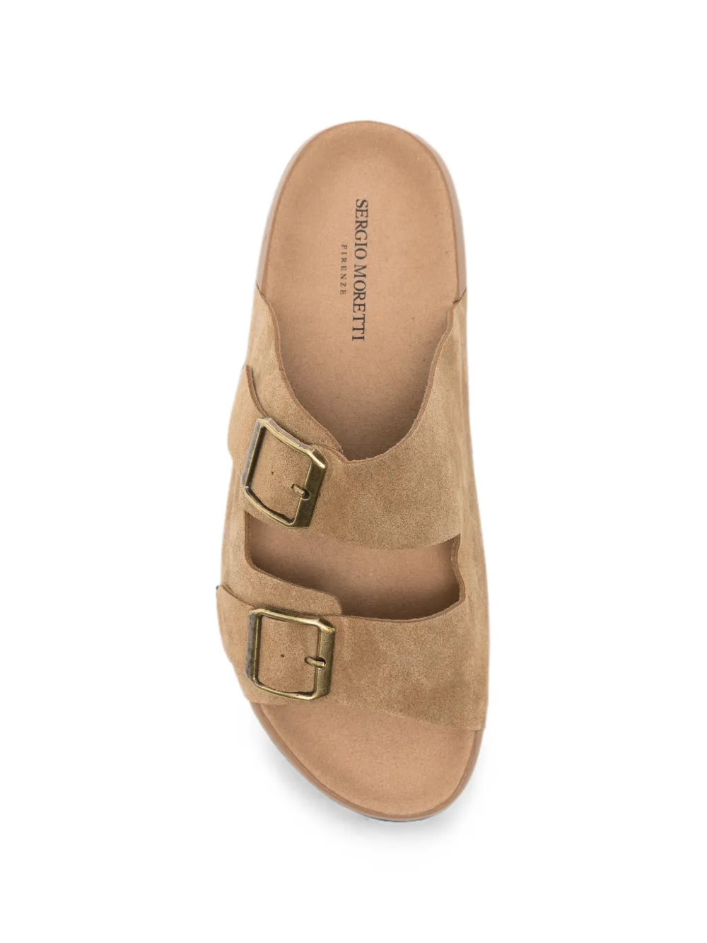 SERGIO MORETTI FIRENZE Suède sandalen met gespsluiting Beige