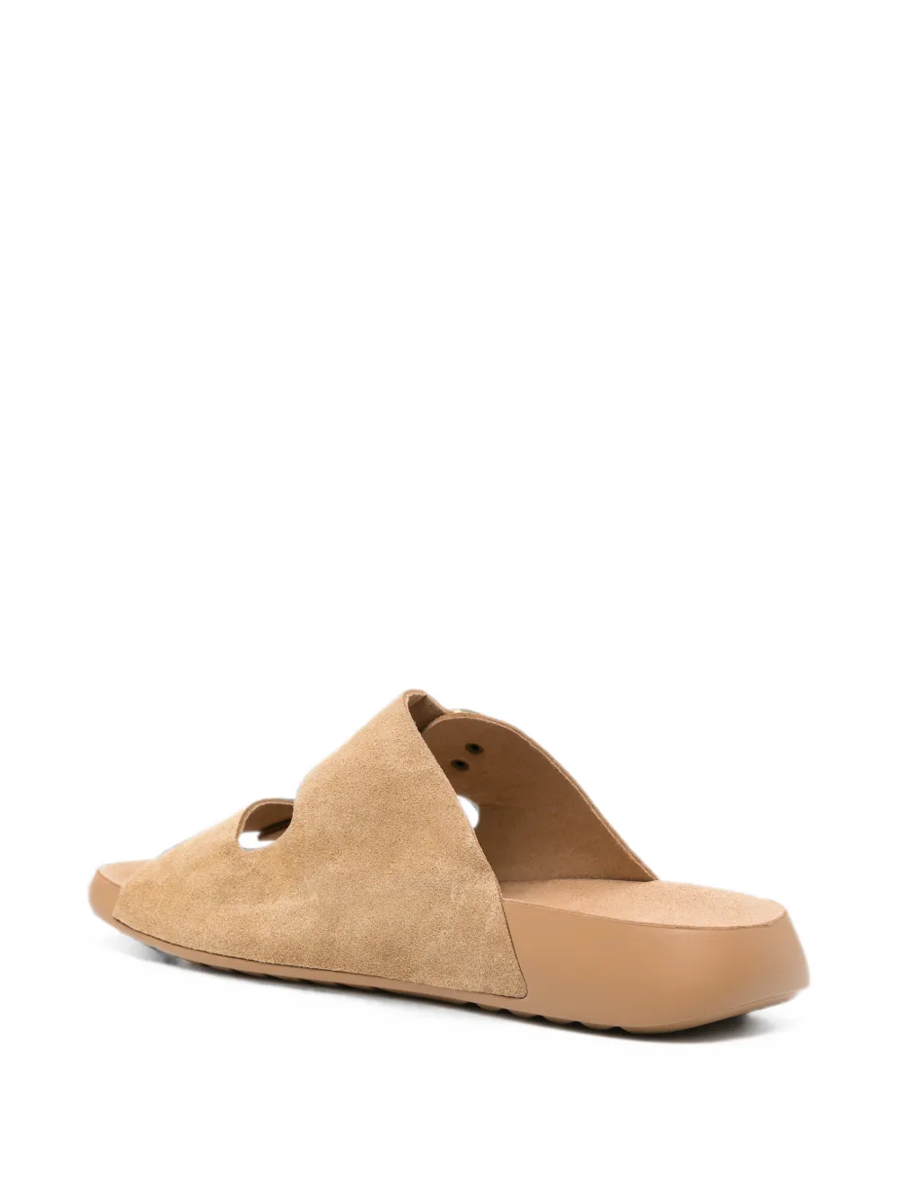 SERGIO MORETTI FIRENZE Suède sandalen met gespsluiting Beige