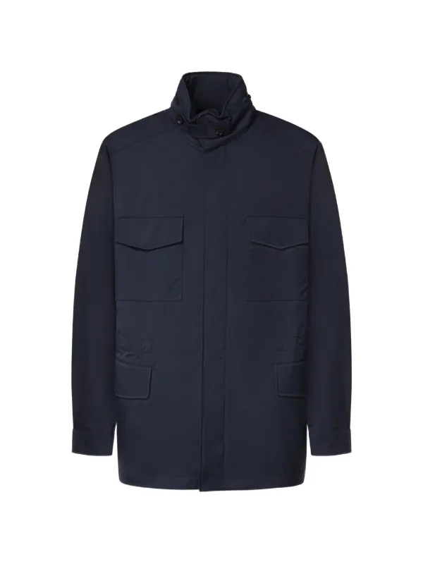 Loro Piana High-neck Multi-pocket Jacket in Blue