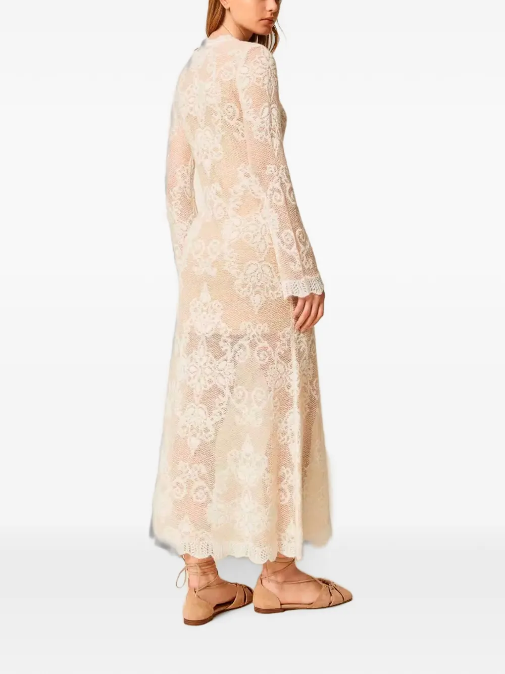 TWINSET Gebreide midi-jurk met lange mouwen Beige