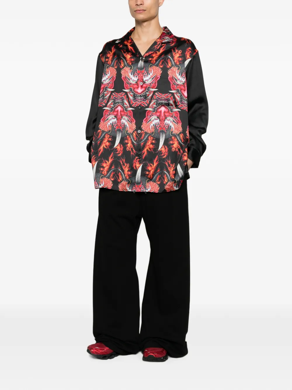 Y-3 Overhemd met grafische print Zwart