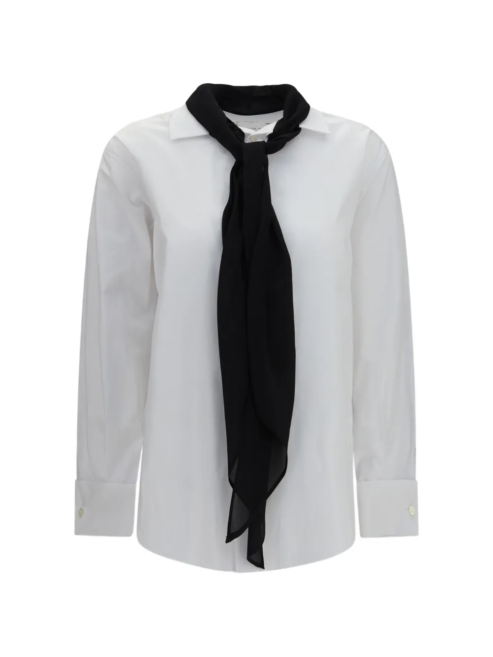 sacai scarf-integrated poplin shirt - White