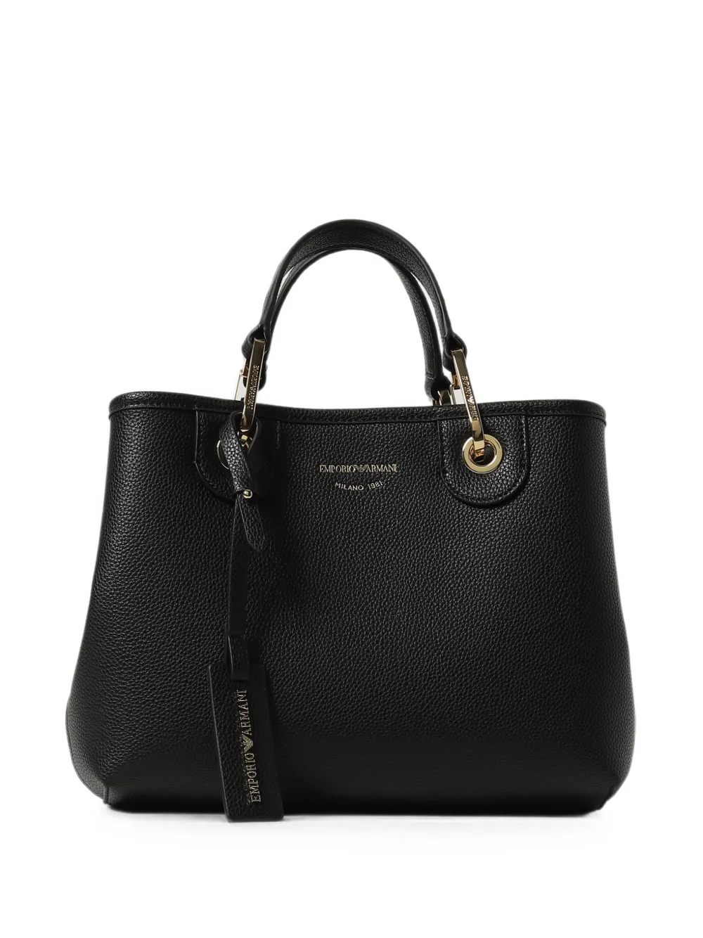 Emporio Armani logo-print pebbled tote bag - Black
