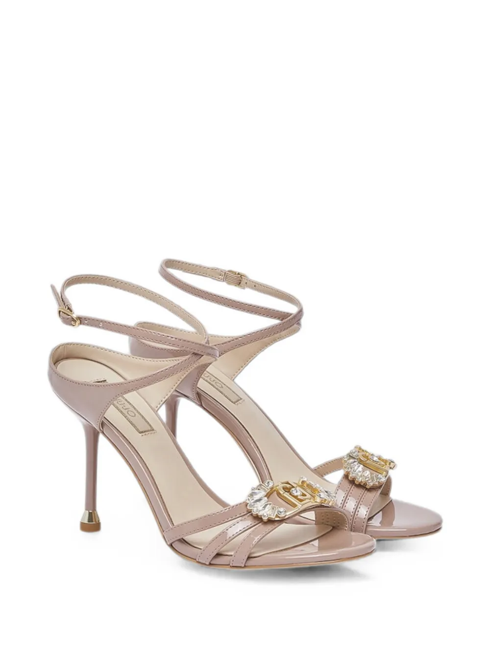 LIU JO crystal-embellished leather sandals Beige