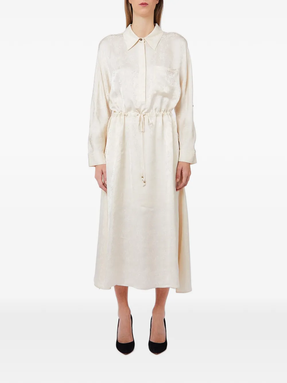 LIU JO jacquard-woven drawstring midi dress - Toni neutri