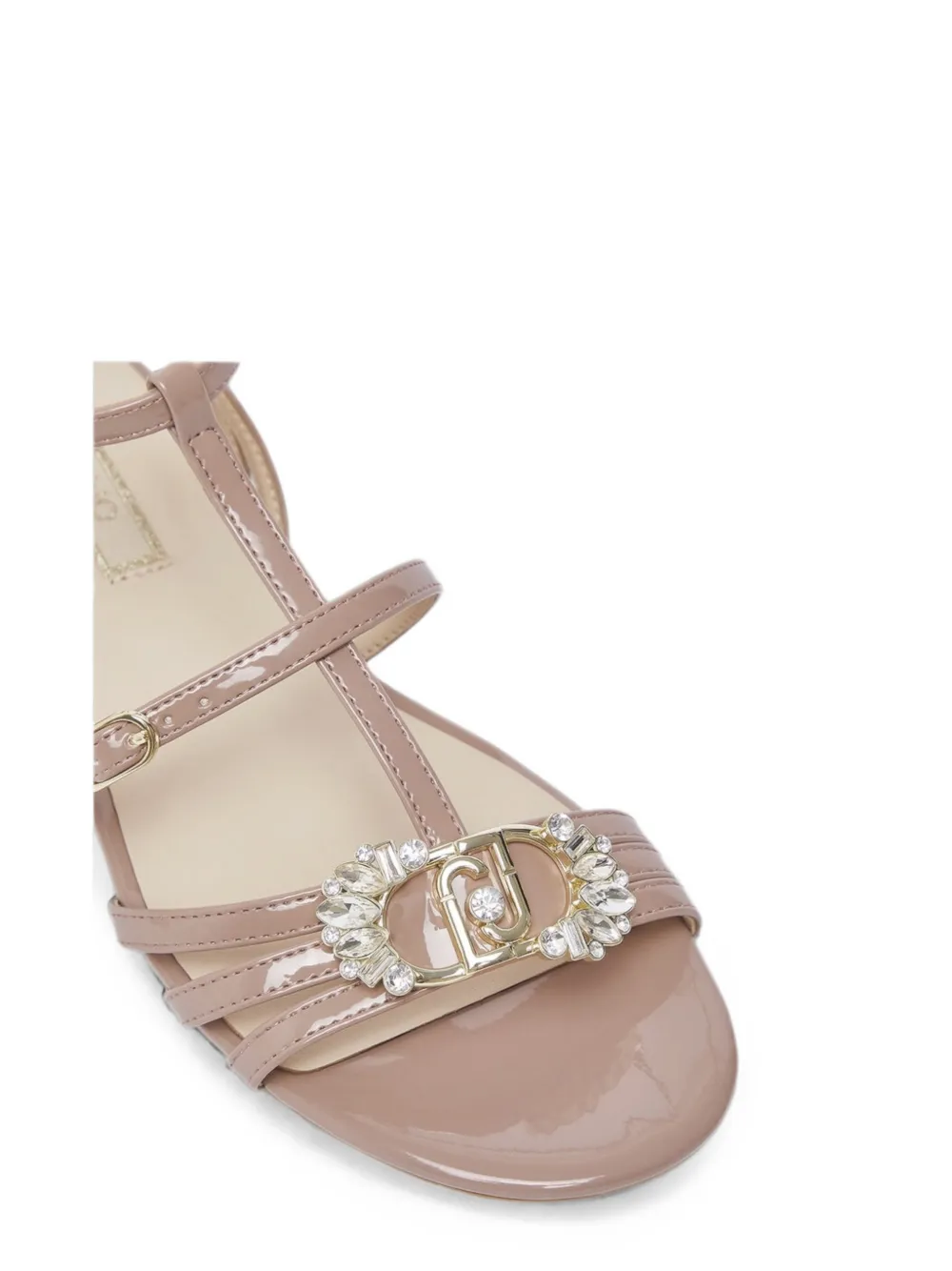 LIU JO crystal-embellished patent leather sandals Beige