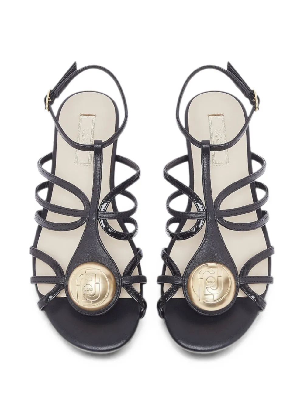 LIU JO logo-plaque caged sandals Zwart