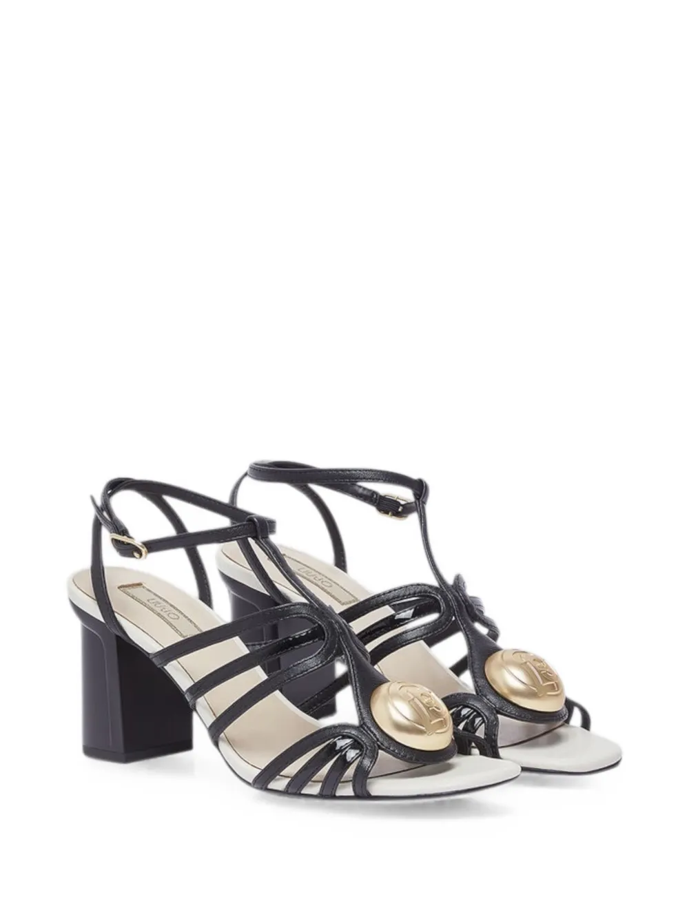 LIU JO logo-plaque caged sandals Zwart