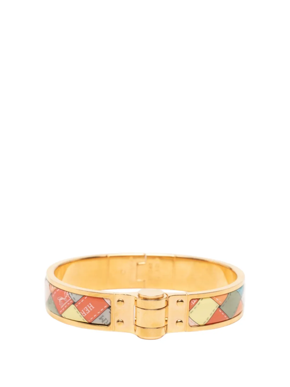 Hermès Pre-Owned 2000-2026 Narrow Bolduc au Carre Enamel Hinge Bracelet PM costume bracelet - Oro