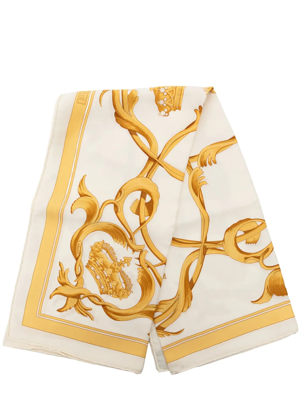 Hermès Pre-Owned 2000-2018 Couronnes Silk Scarf 90 scarves - Bianco