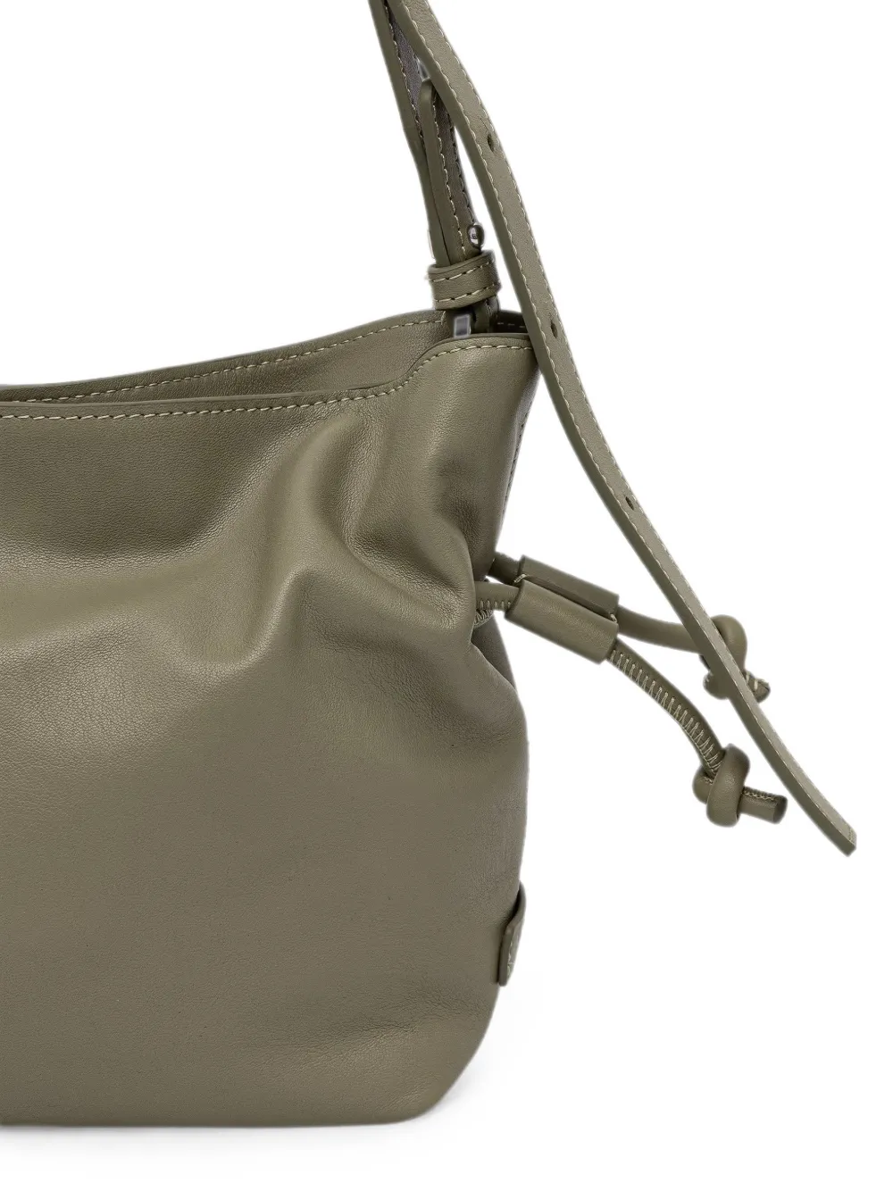 Marc O'Polo Kleine Simona leren crossbodytas met trekkoordsluiting Groen