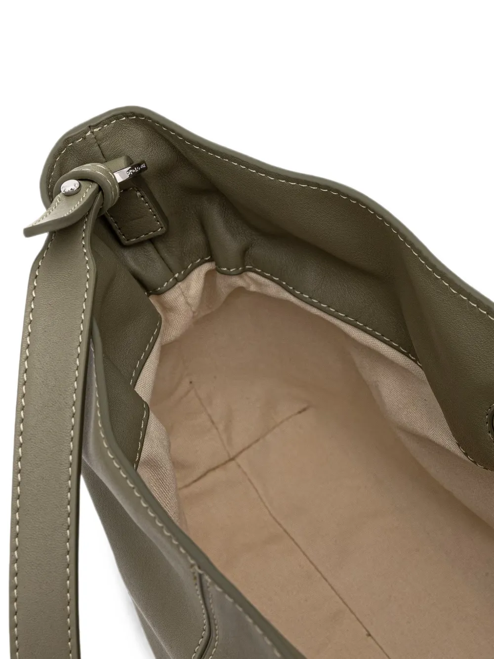 Marc O'Polo Kleine Simona leren crossbodytas met trekkoordsluiting Groen