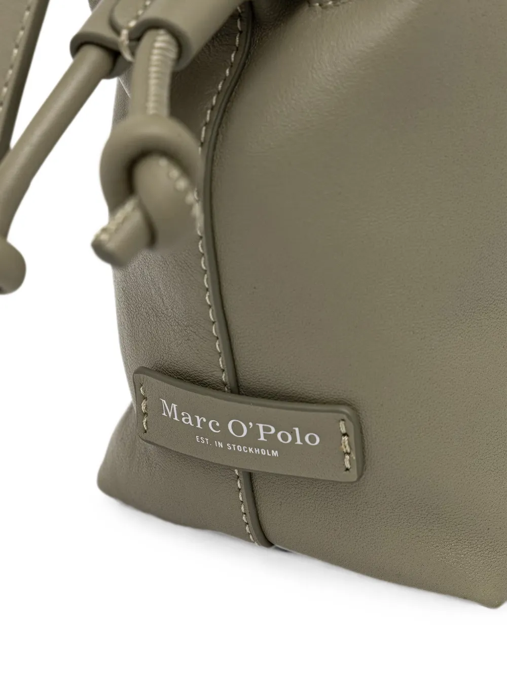 Marc O'Polo Kleine Simona leren crossbodytas met trekkoordsluiting Groen