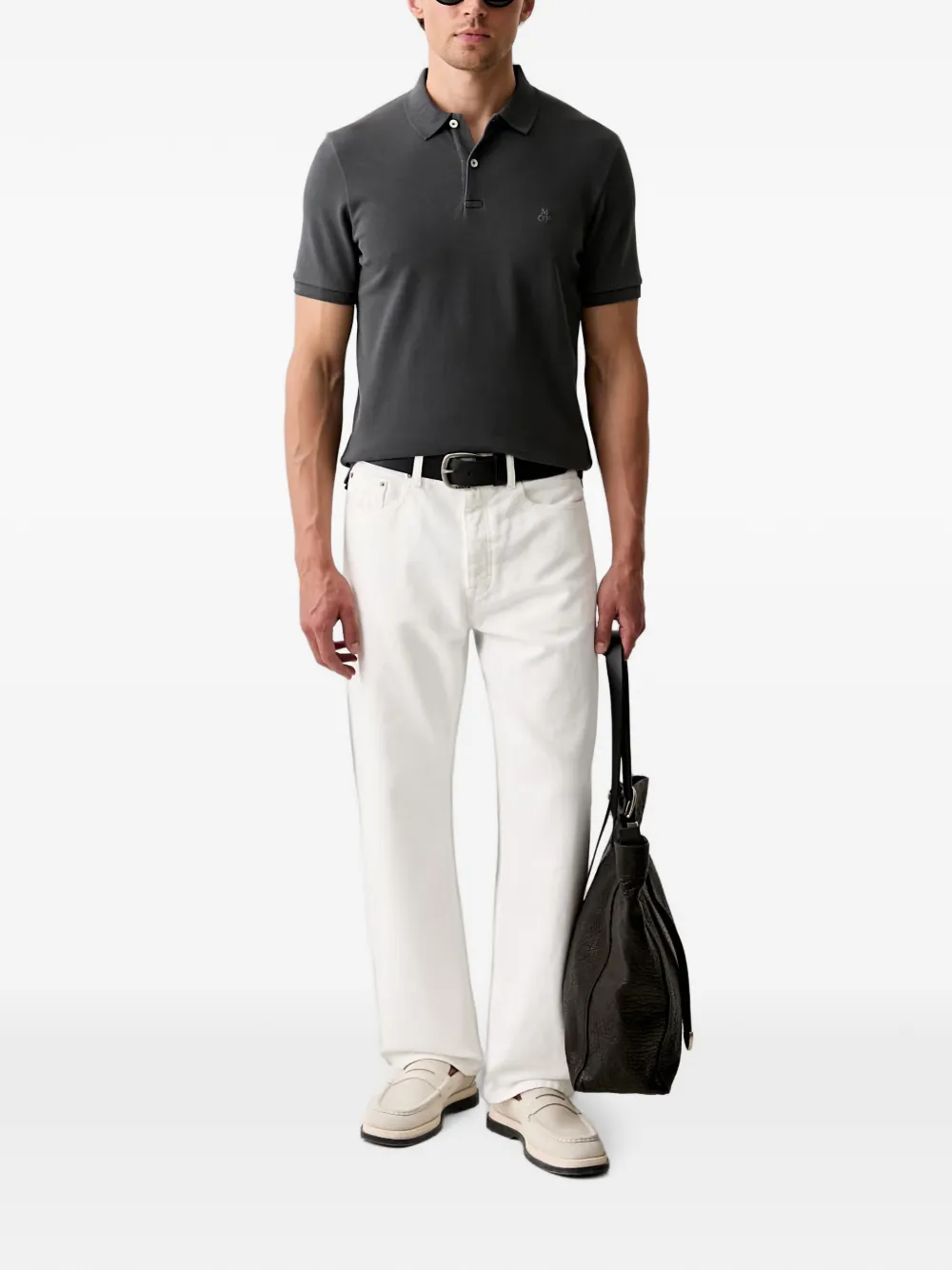 Marc O'Polo Poloshirt met geborduurd logo Grijs