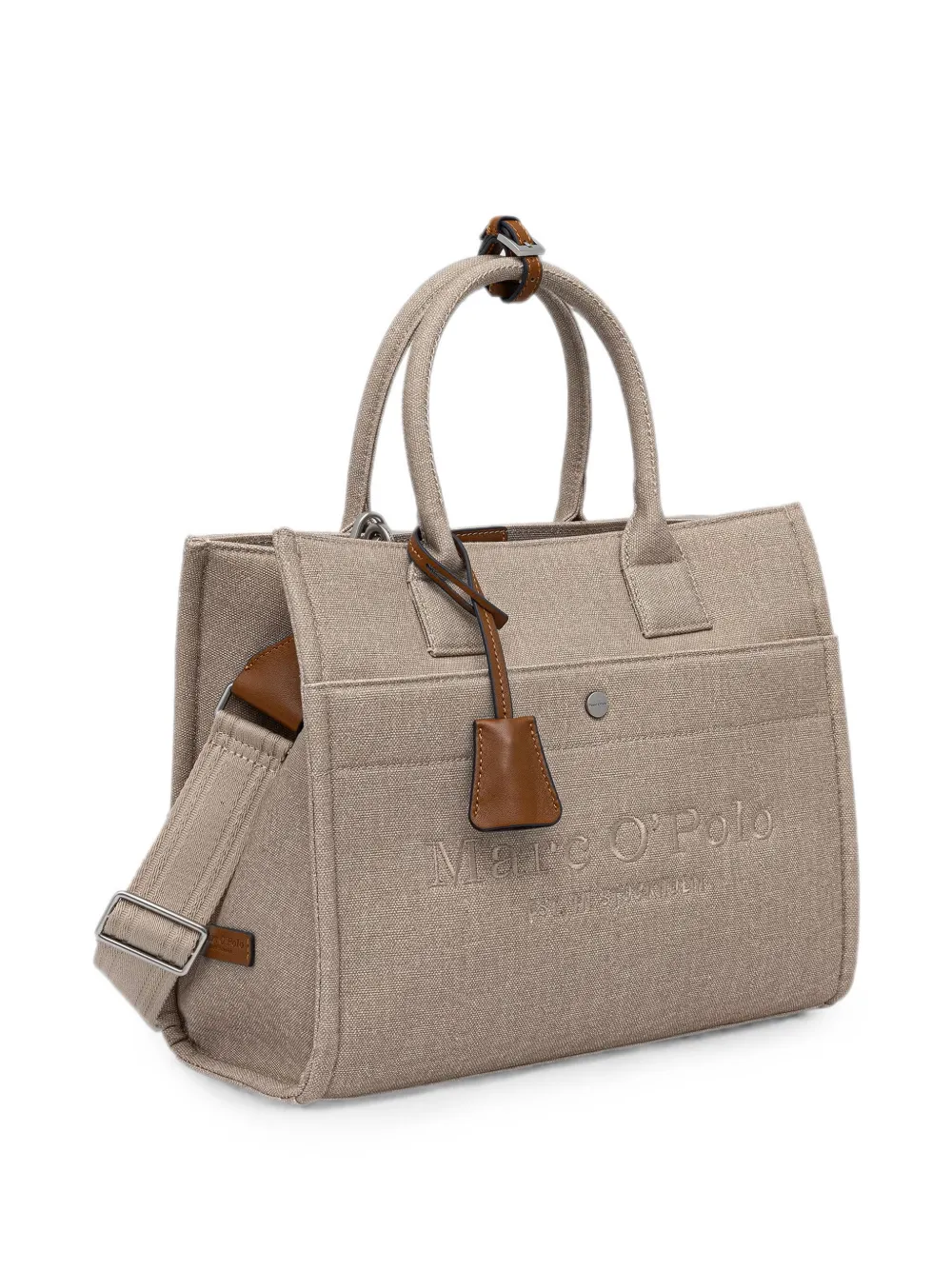 Marc O'Polo Shopper met geborduurd logo Beige