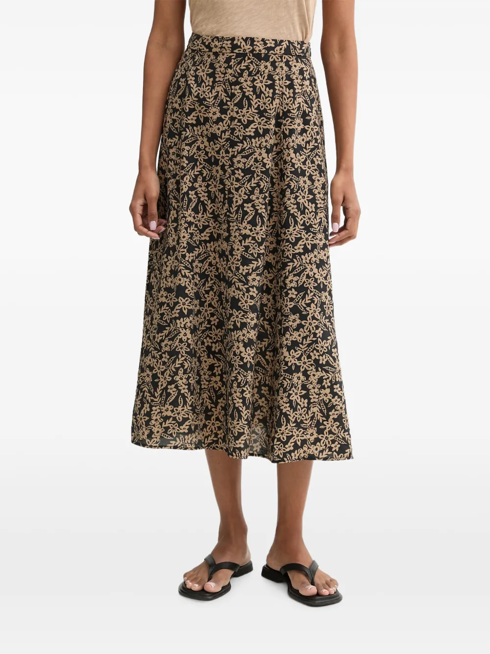 Marc O'Polo floral-print flared midi skirt - Blau