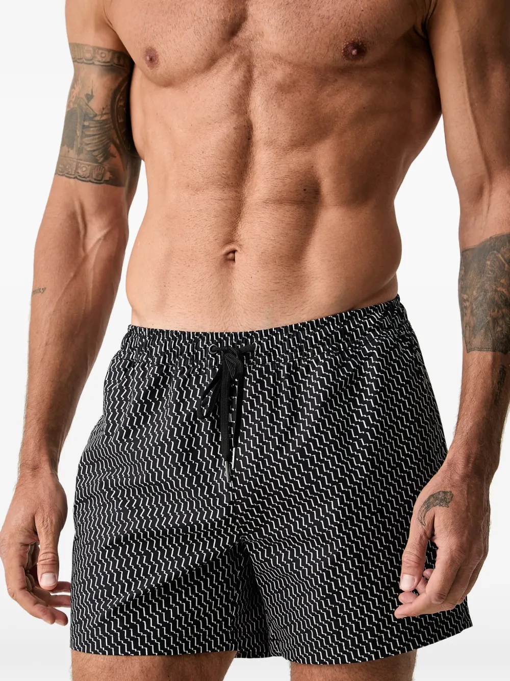 Marc O'Polo geometric-print drawstring swim shorts - Nero