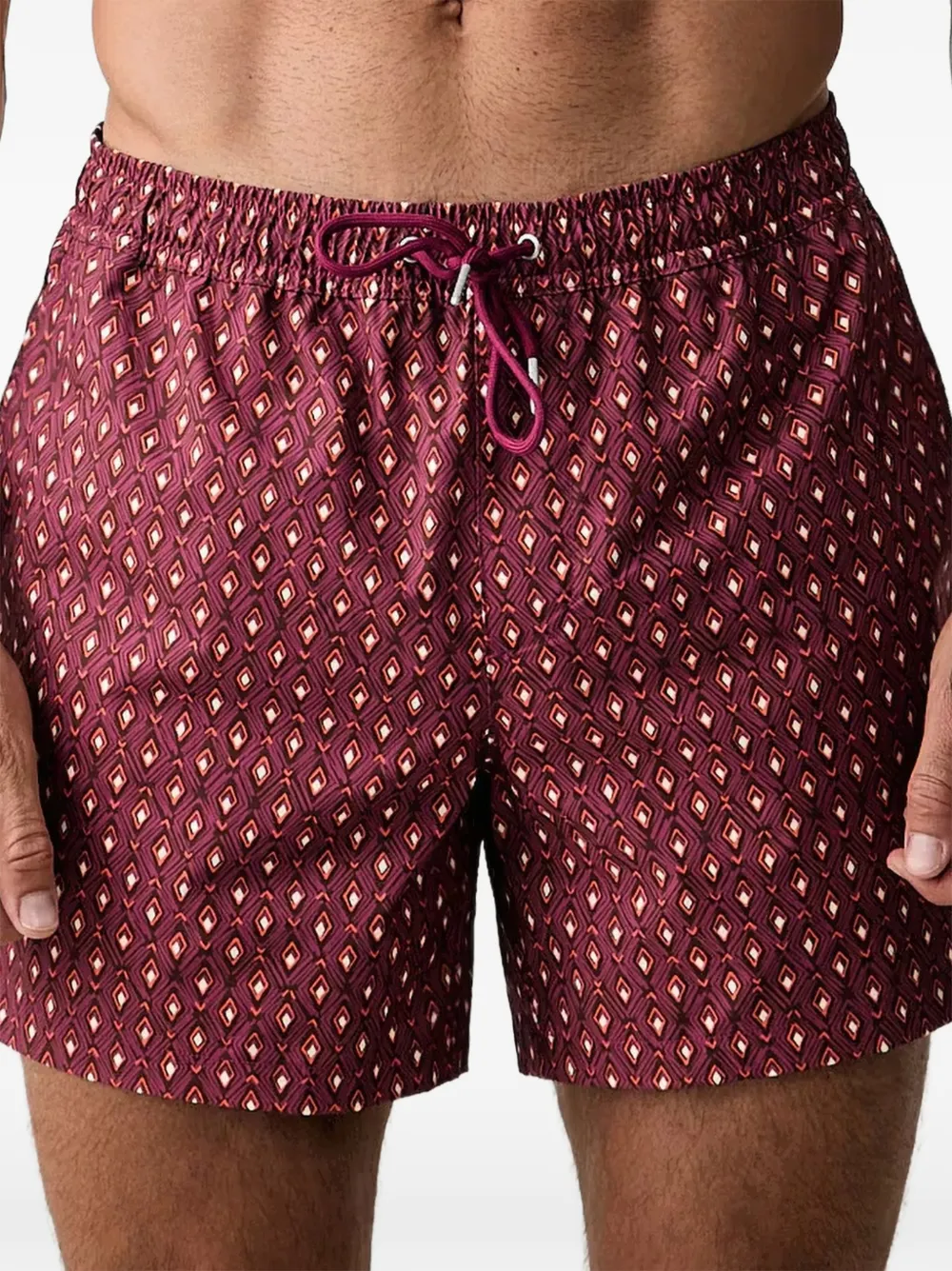 Marc O'Polo geometric-print drawstring swim shorts - Rosso