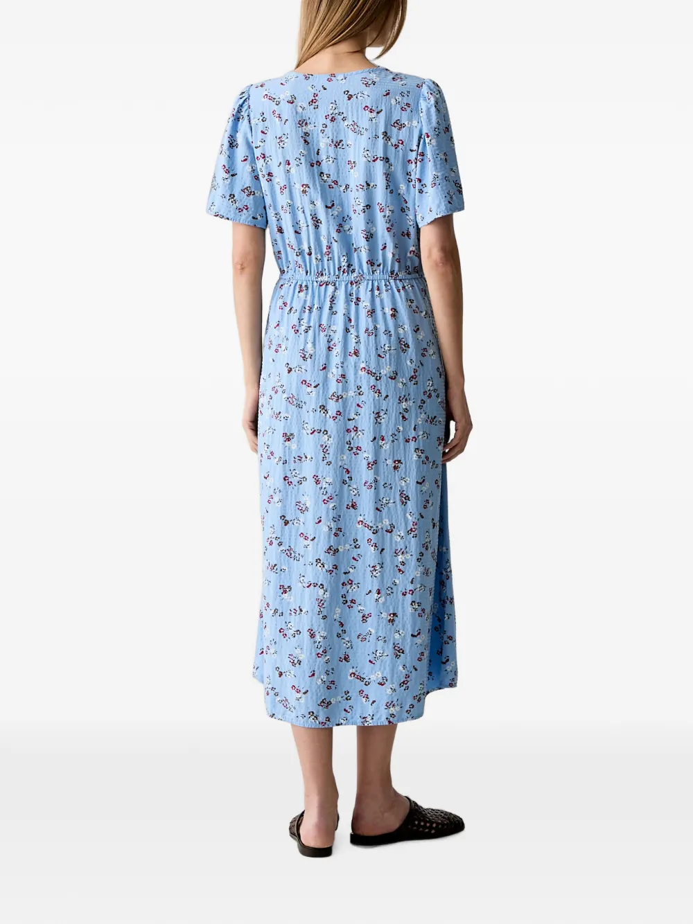 Marc O'Polo floral-print tie-waist midi dress Blauw