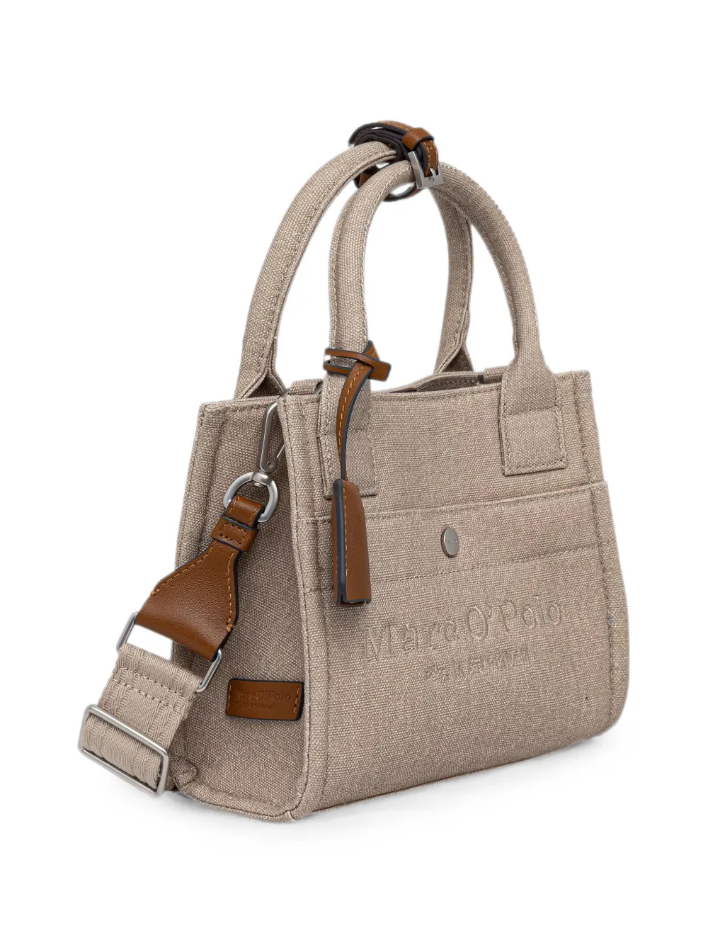 Marc O'Polo Kleine canvas shopper met geborduurd logo Beige