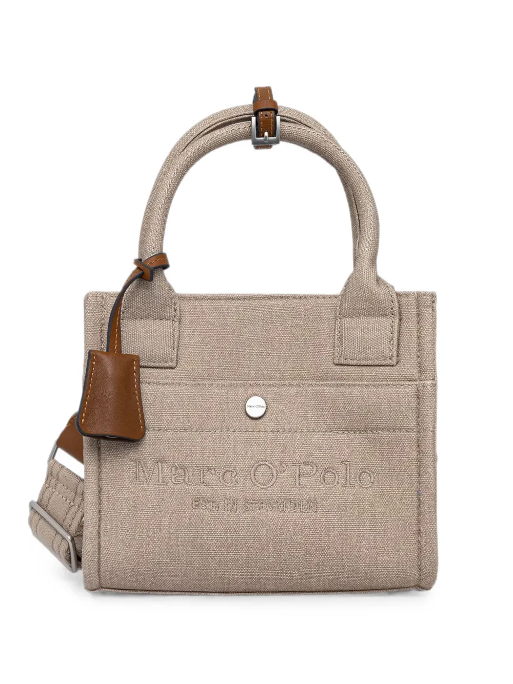 Marc O'Polo small logo-embroidered canvas tote bag - Toni neutri