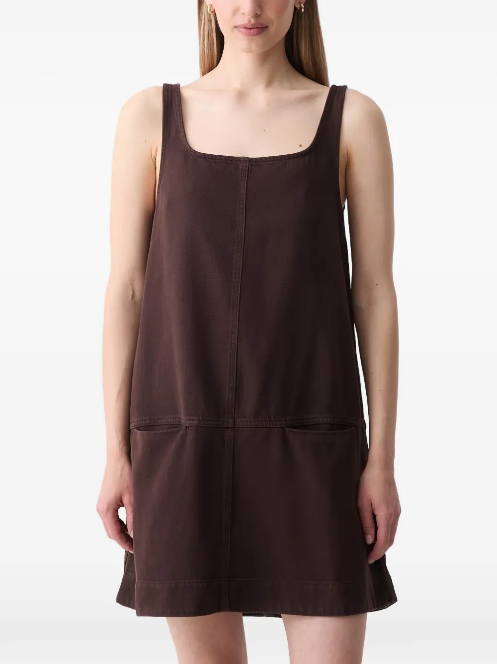 Marc O'Polo Mini-jurk met vierkante hals Bruin