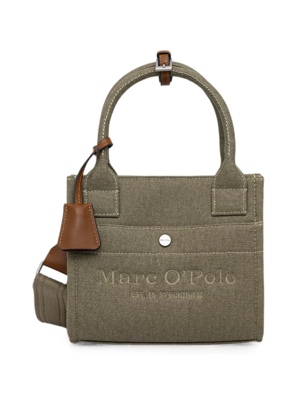 Marc O'Polo Kleine shopper met geborduurd logo Groen