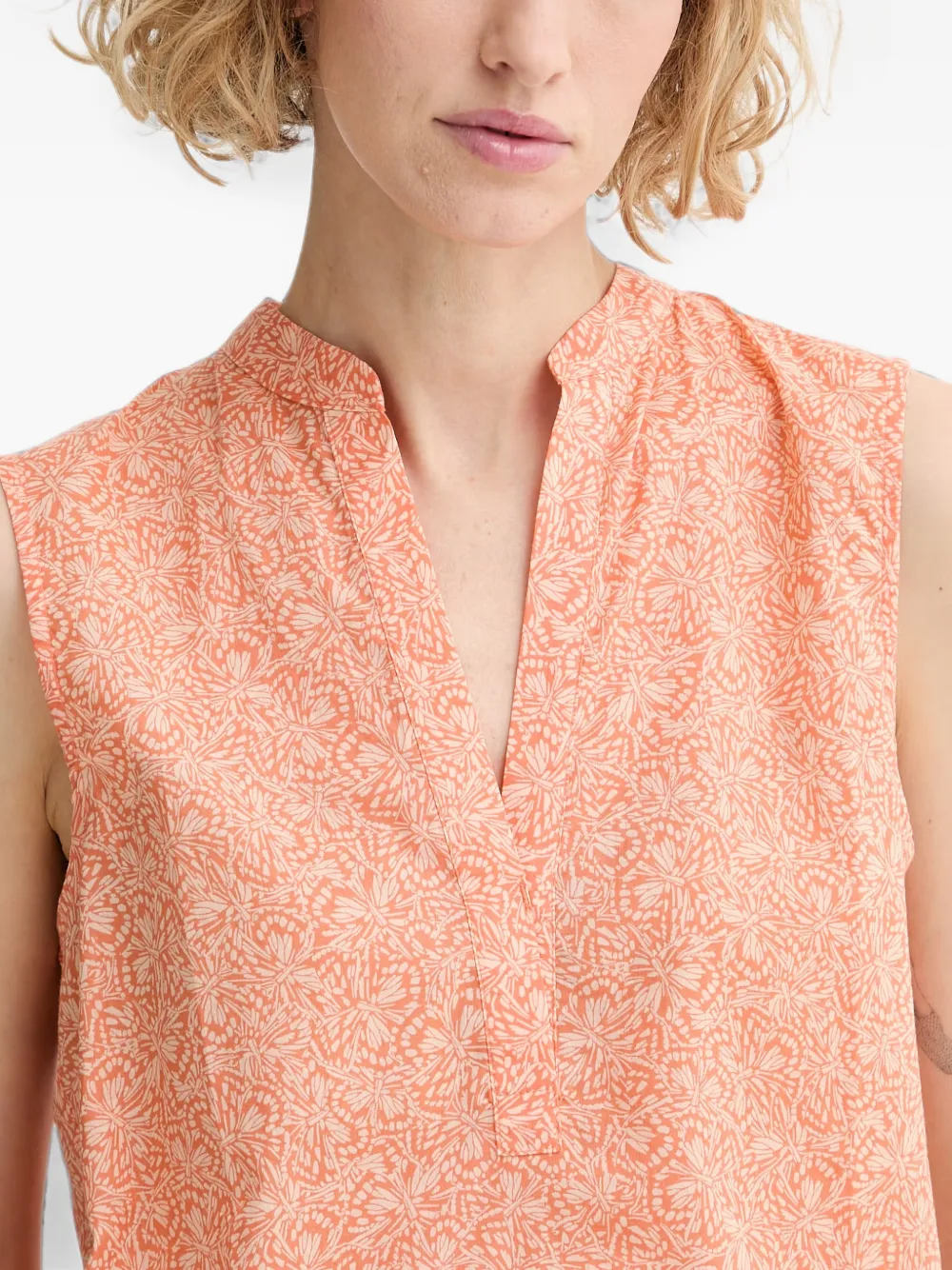 Marc O'Polo Mouwlozed blouse met bloemen-print Oranje