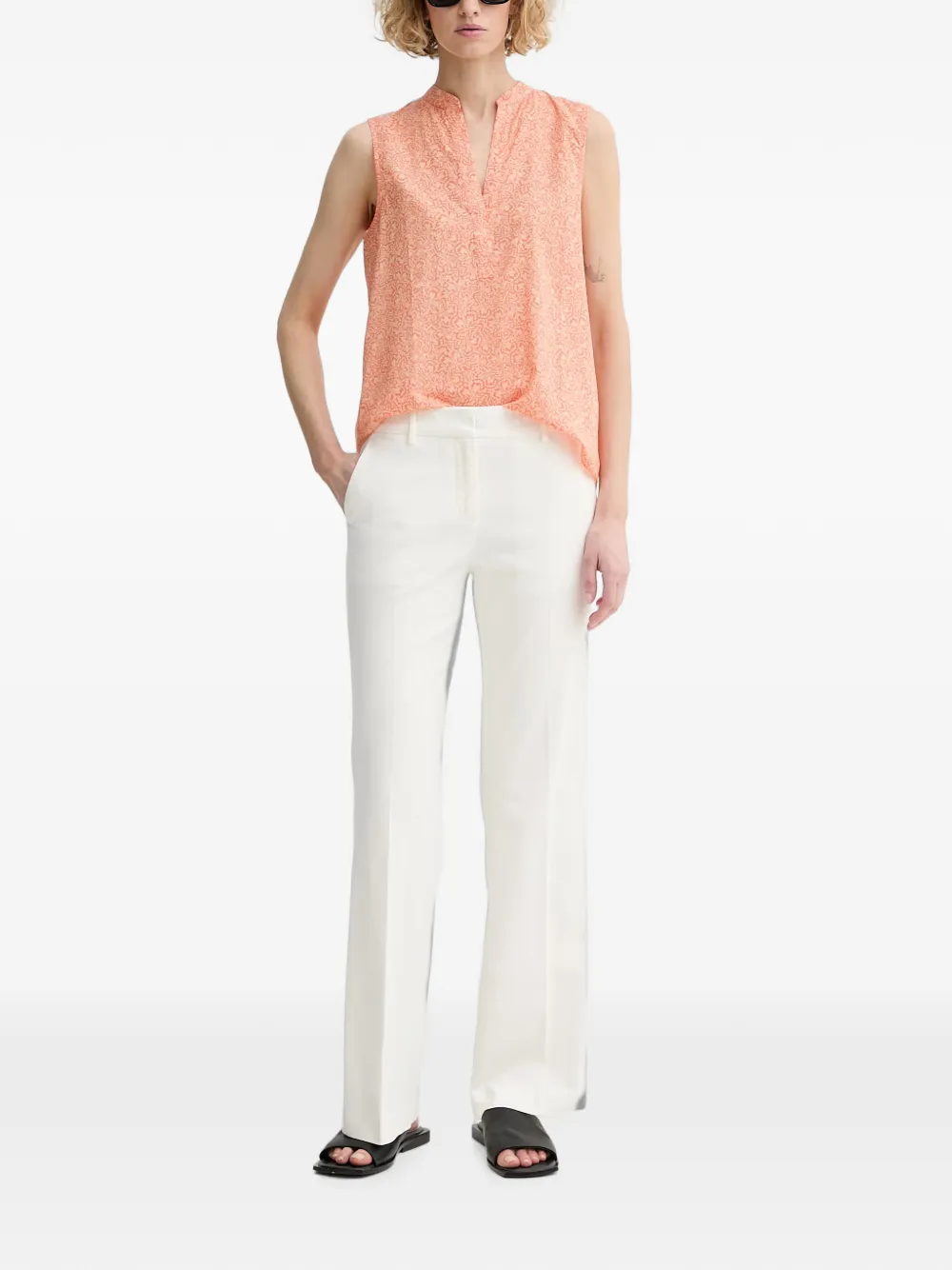 Marc O'Polo Mouwlozed blouse met bloemen-print Oranje