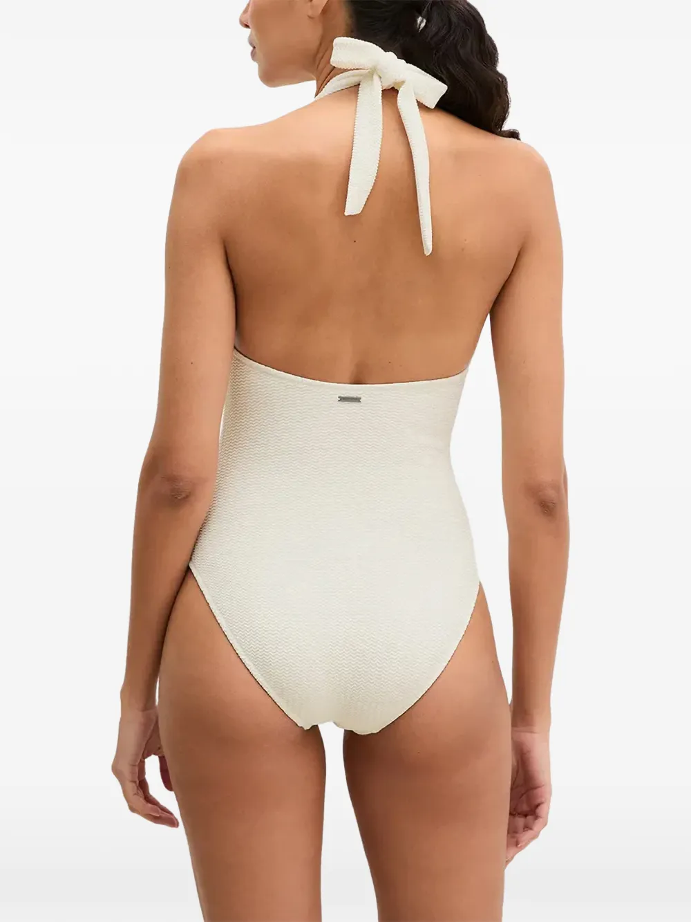 Marc O'Polo Seersucker badpak met halternek Beige