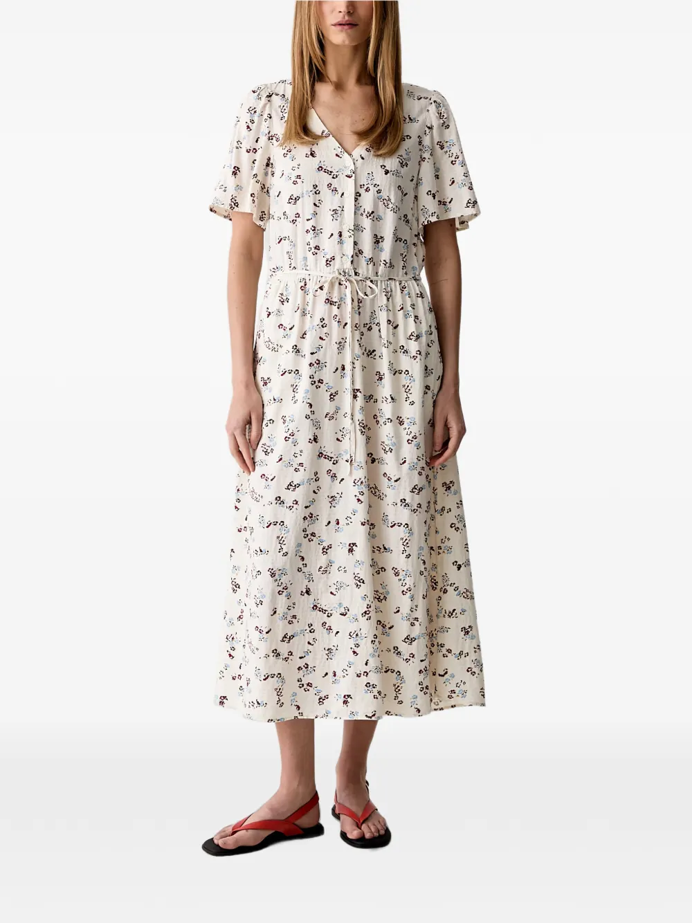 Marc O'Polo floral-print midi dress - Nude