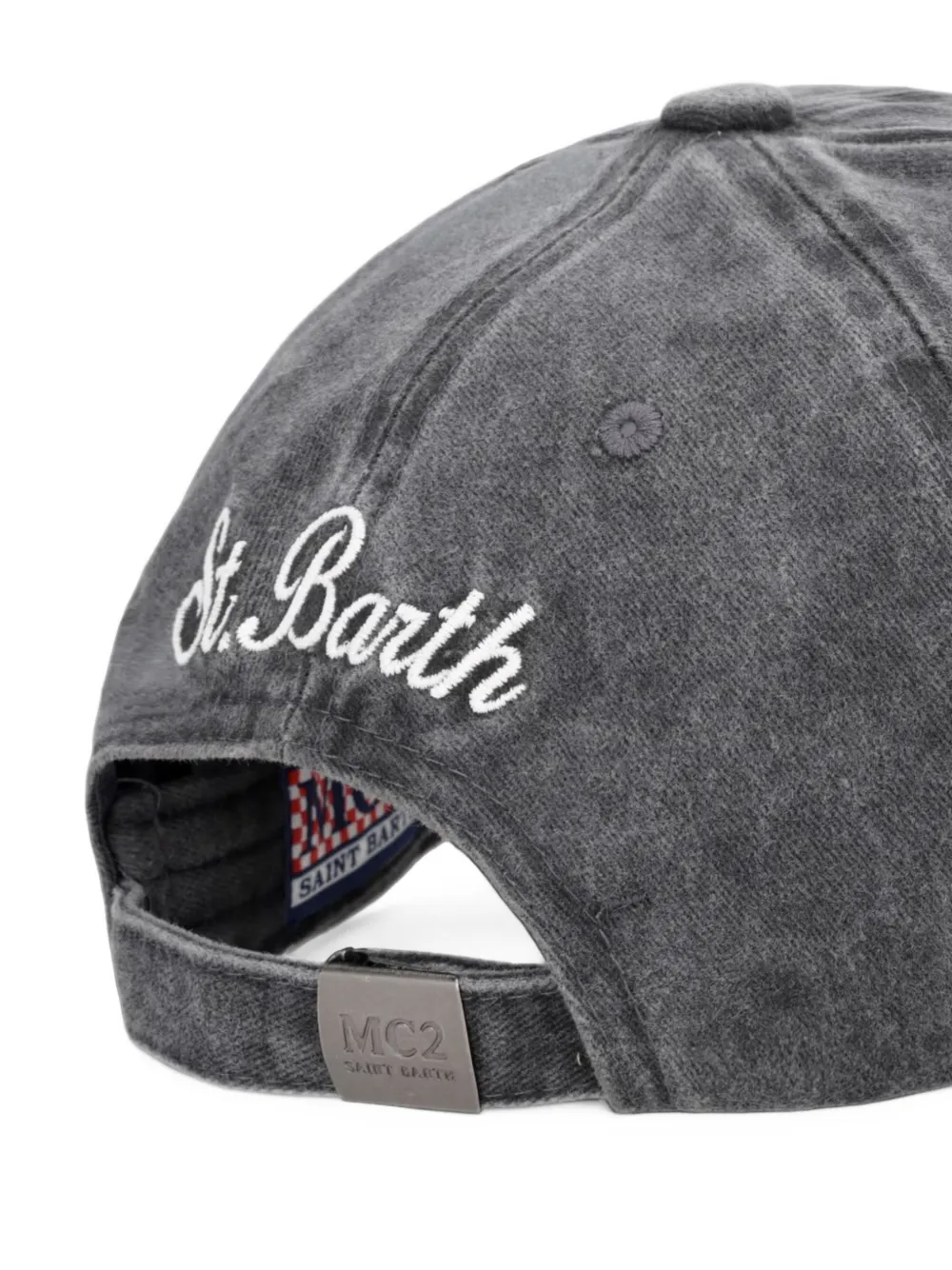 MC2 Saint Barth Davis denim baseball cap in black with Business glass embroidery Grijs