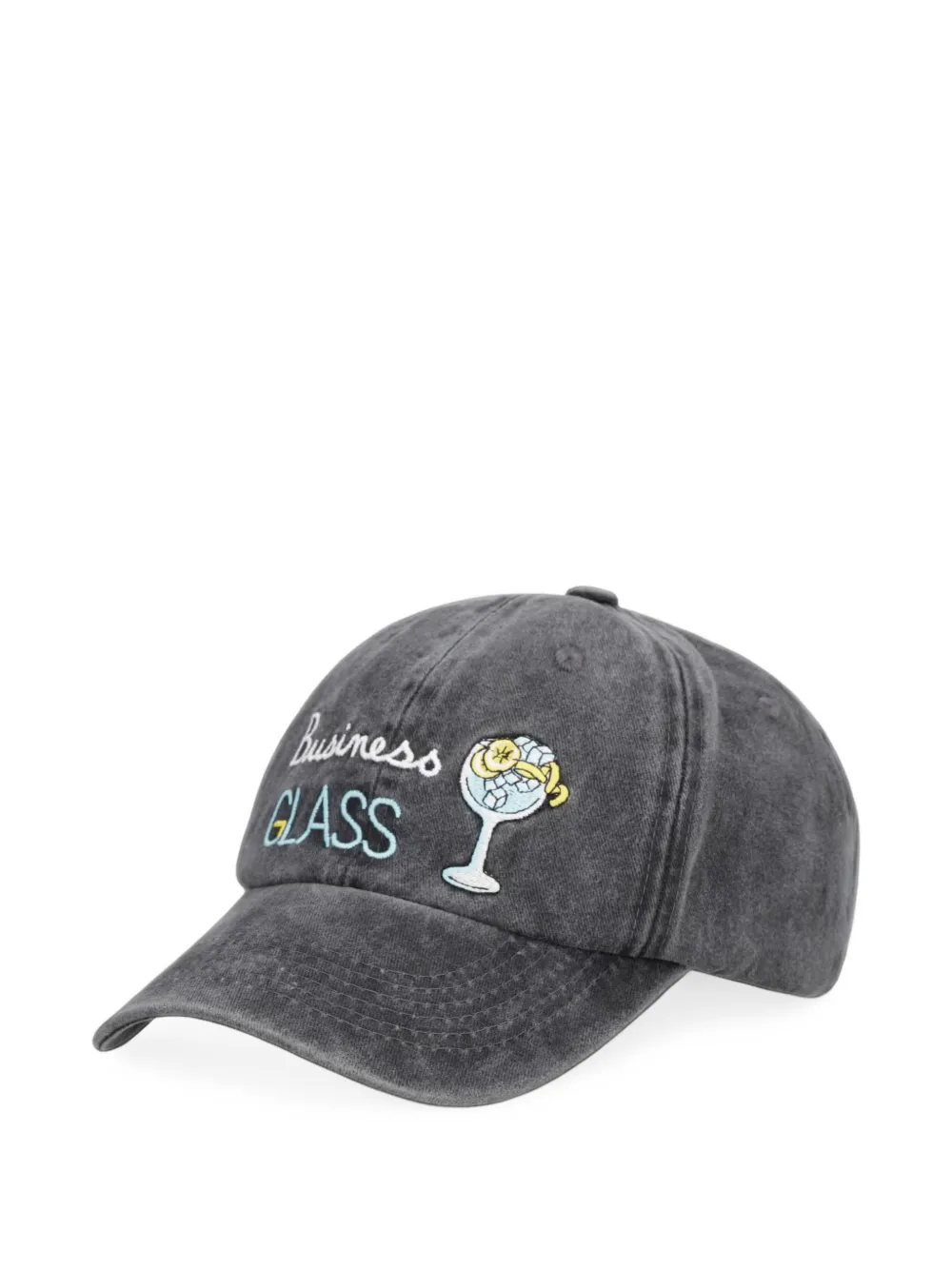 MC2 Saint Barth Davis denim baseball cap in black with Business glass embroidery in Grey