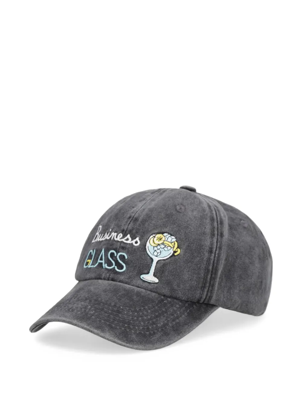 MC2 Saint Barth Davis denim baseball cap in black with Business glass embroidery Grijs
