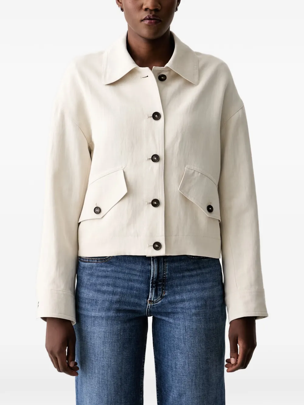 Marc O'Polo button-up spread-collar jacket - Toni neutri