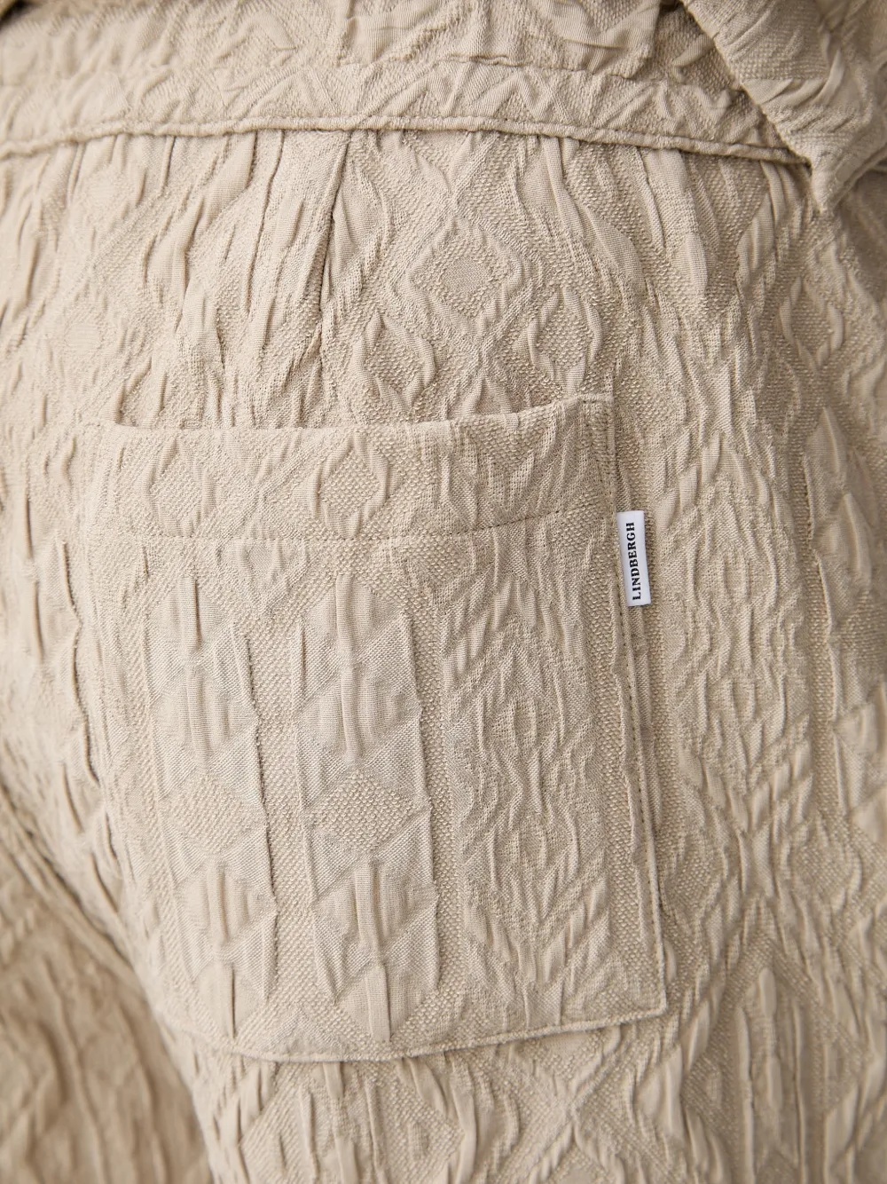 Lindbergh Shorts met trekkoord en jacquard Beige