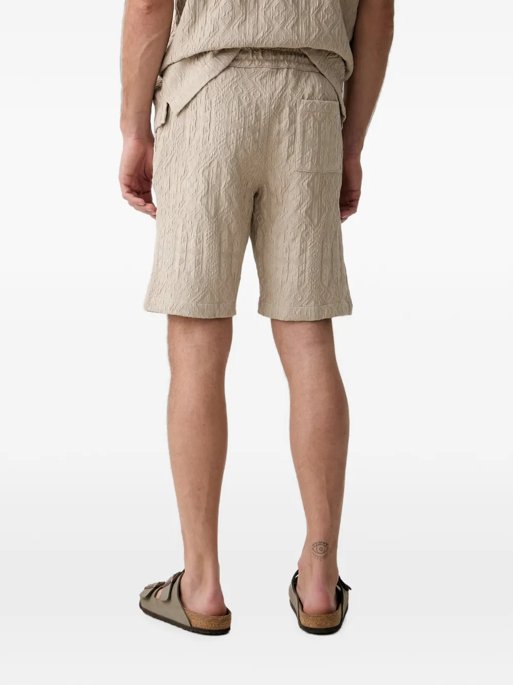 Lindbergh Shorts met trekkoord en jacquard Beige