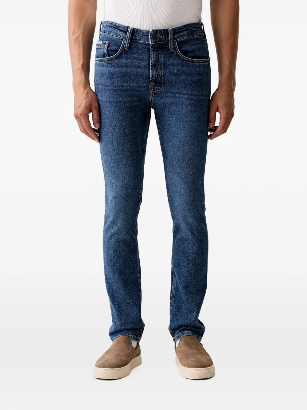 Marc O'Polo logo-patch slim-fit jeans - Blu