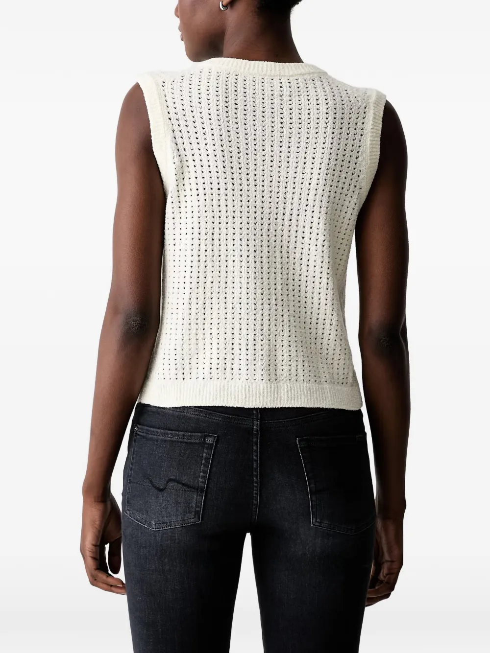 Marc O'Polo Pointelle gebreid vest met knopen Beige