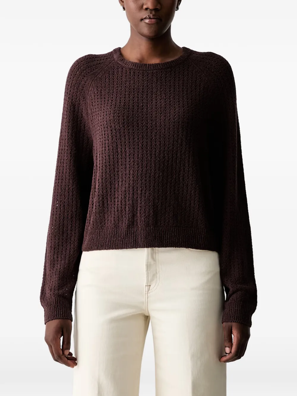Marc O'Polo waffle-knit raglan-sleeve sweater - Braun