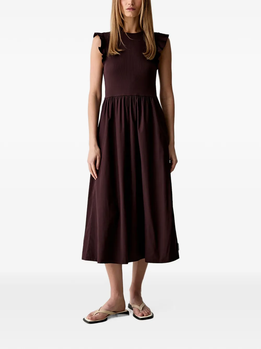 Marc O'Polo ruffled ribbed-knit midi dress - Viola