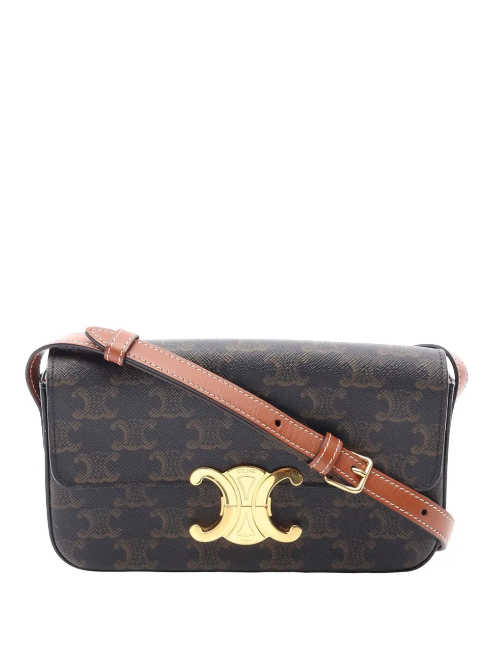 Celine Pre-Owned 2010-2026 Triomphe Coated Canvas Claude shoulder bag - Brown