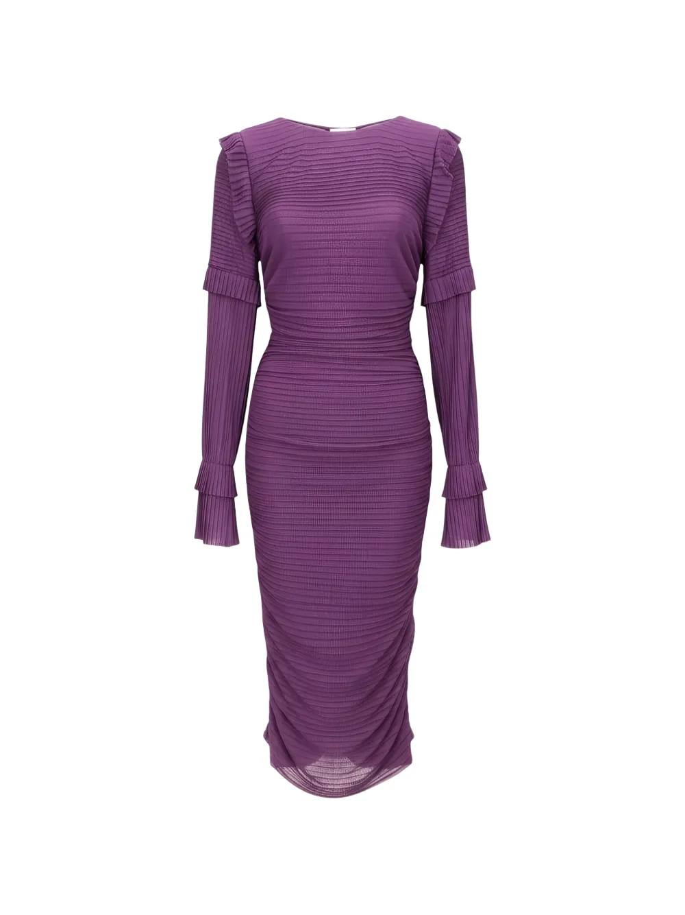 Tom Ford Ruffled Ruched Midi Dress In Purple