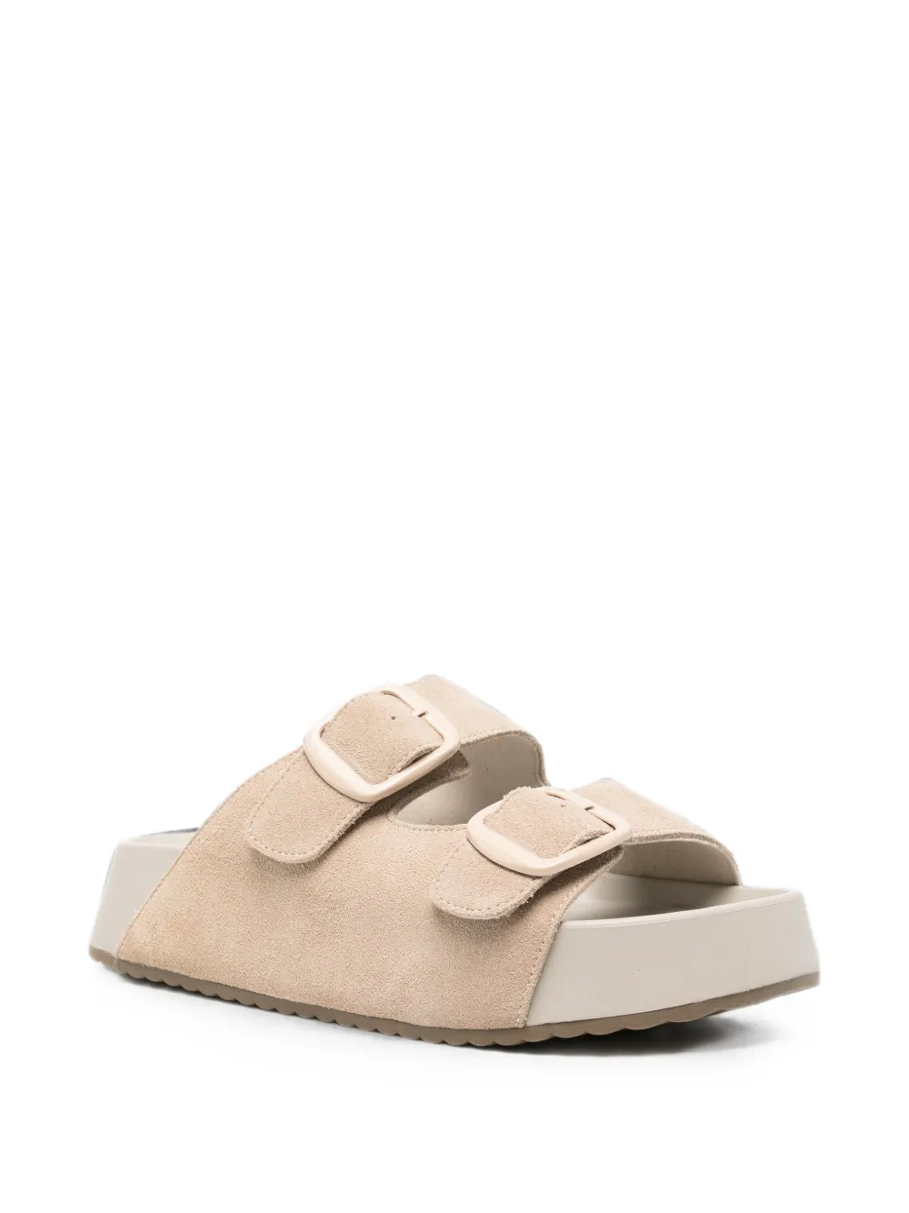 SERGIO MORETTI FIRENZE buckle-fastening suede sandals Beige